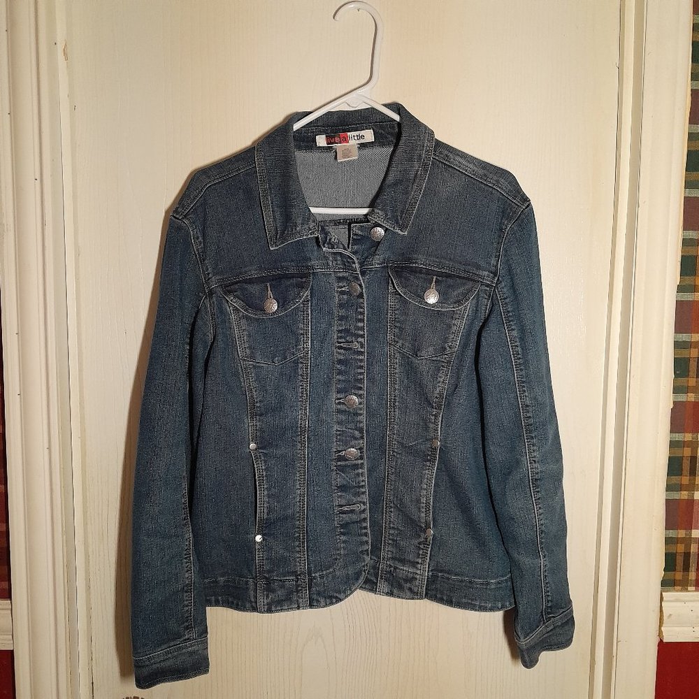 "Live a Little" size MEDIUM Denim Jacket from Y2K